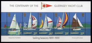 Guernsey 1991 Centenary Of Guernsey Yacht Club Miniature Sheet Sg Ms529 Un/mint photo