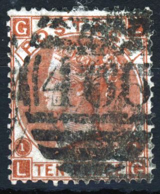 Gb Qv 1867 10d.  Red - Brown Plate 1 Lg Watermark Spray Sg 112 (spec J97[1]) Fu photo