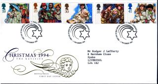 1994 Christmas.  Philatelic Bureau Edinburgh Postmark Fdc photo