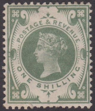 Gb Qv 1/ - Dull Green Sg211 Cv=£275 One Shilling Jubilee Stamp 1887 - 92 1s. photo