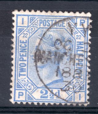 Gb = (1881) 21/2d Blue (plate 22) Sg157 `manchester / Yy` Single Ring Cancel photo