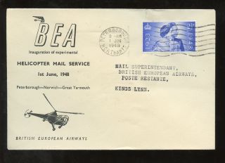 Aircraft First Flight 1948 Bea Helicopter Mail Service. .  Peterborough Gt Yarmouth photo