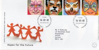Gb 2001 Face Paintings Royal Mail Fdc With Philatelic Bureau Pictorial Fdi photo