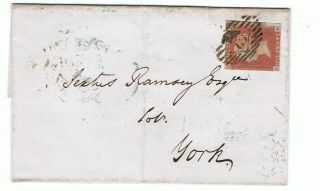 1847 Victorian Penny Red (imperf) Sideways On Cover To York photo