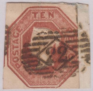 Gb Qv 10d Brown Sg57 Embossed Cv=£1500 Ten Pence 1847 - 54 On Paper photo