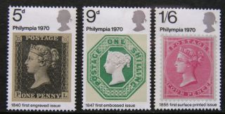 Gb Philympia 70 International Stamp Exhibition 18th Sept 1970 Sg835 - Sg837 photo