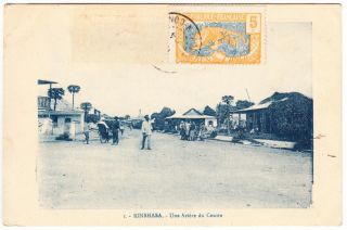Belgian Congo Kinshasa A Central Street Postcard To Usa 1924 Cover photo