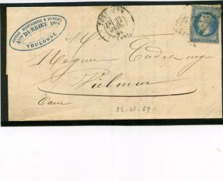 France 1869 Cover Toulouse Y&t 29 Vf photo