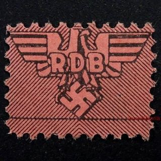 German Rdb Stamp - 1936 - Rare/ng - Nazi Germany,  Reichsbund Der Deutschen Beamten photo