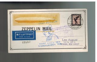 1930 Germany Graf Zeppelin Lz 127 Cover Usa Roessler Postcard Netherlands Flight photo