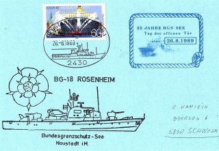 German Customs Boat Rosenheim Bg 18 Cached Naval Card 1989 photo