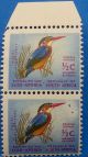 South Africa 1961 – 1½c Kingfisher Vertical Pair With “mosquitos” Variety - Africa photo 1