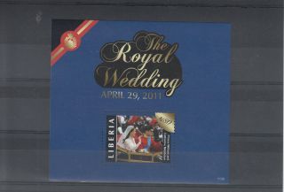 Liberia 2011 Royal Wedding 1v Sheet Prince William Kate Middleton Catherine photo