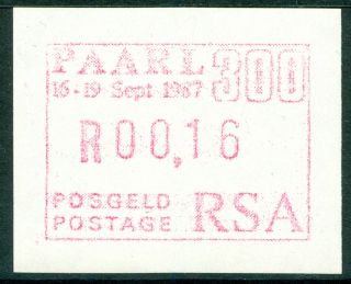 South Africa 1987 Stamp Frama Label Paarl 300 Um (nh) photo