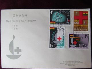 1963 Ghana Cover Commemorating Red Cross Centenary 1863 - 1963 Geneva,  Switzerland photo