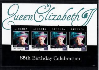 Liberia 2011 Queen Elizabeth Ii 85th Birthday Celebration 4v Sheetlet photo