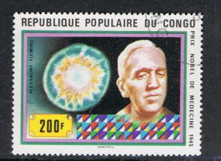 Nobel Prize Winner Alexander Fleming Illustrated On 1972 Congo Stamp - Fine photo