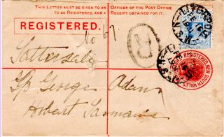 South Wales 1901 Uprated Registered Postal Stationery Mailed To Tasmania photo