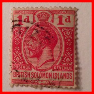 1914 King George V Good 1d Carmine British Soloman Islands Stamp Per Scans photo