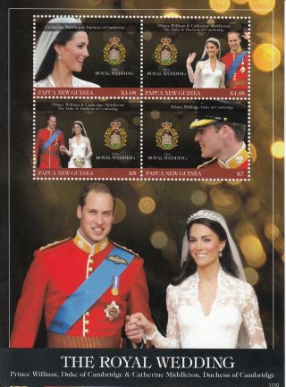 Papua Guinea 2011 Royal Wedding 4v Sheet Prince William Kate Middleton photo