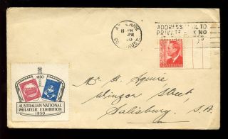Australia 1950 Exhibition Label On Cover. . .  Adelaide Postmark photo