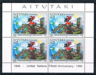Aitutaki 1995 50th Anniv.  U.  N.  Sheet Sg 689 photo