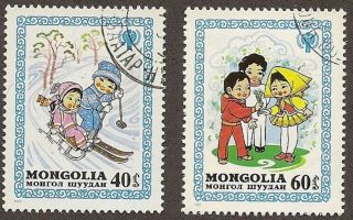 Mongolia Scott S 1149 (winter’s Joys) & 1151 (birthday) Ctos Fg Nh 1980 photo