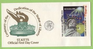 St.  Kitts 1986 Statue Of Liberty Miniature Sheet On First Day Cover photo