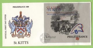 St.  Kitts 1989 Philexfrance Miniature Sheet First Day Cover photo