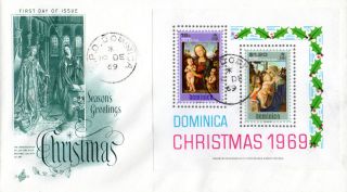 Dominica 19 December 1969 Chriistmas Miniature Sheet First Day Cover photo