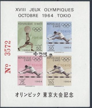 Haiti 1965 Sgms922 Olympic Games Tokyo 2nd Issue Surcharged +25c A 007a photo