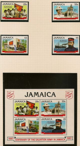 Jamaica:1987 Salvation Army In Jamaica Set+ M/sheet Sg698 - 701+ms Unmounted photo
