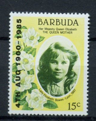Barbuda 1985 Sg 809a 15c Queen Mother 85th Red Omitted Error A60381 photo