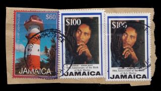 Jamaica Cancellation 2012 Fragment Bob Marley $100 And Lighthouse On Fragment photo