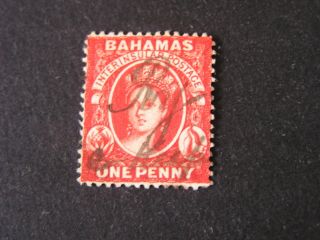 Bahamas,  Scott 16,  1p.  Value Vermillion Wmk 2 1892 - 98 Qv Issue photo