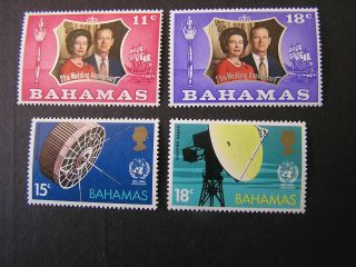 Bahamas,  Scott 344/345 (2) +346/347 (2) 1972 Silver Wedding+weather Satellitemvlh photo