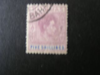 Bahamas,  Scott 112,  5/ - Value Purple & Ultra 1938 - 46 Kgv1 Issue. photo