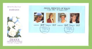 Barbados 1998 Princess Diana Memorial M/s First Day Cover photo