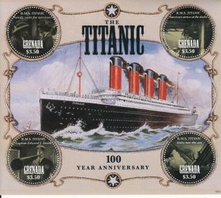 Grenada 2012 Titanic 100 Year Anniversary 4v Sheet Rms Sinking photo