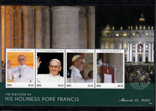 Nevis 2013 Election His Holiness Pope Francis 4v Sheet Religion St Peter ' S photo