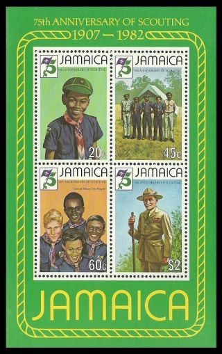 Jamaica 1982 Boy Scouts 75th Anniversary Omnibus Scouting M/sheet photo