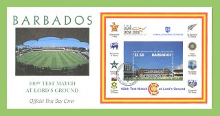 Barbados 2000 West Indies Cricket Tour M/s First Day Cover photo