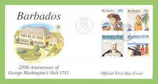 Barbados 2001 Anniv.  Of George Washingtons Visit First Day Cover photo