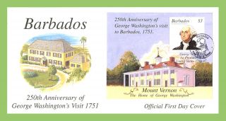 Barbados 2001 Anniv.  Of George Washingtons Visit M/s First Day Cover photo