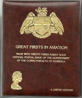 Great Firsts In Aviation 23k Gold Official Postal Issue Commonwealth Of Dominic photo
