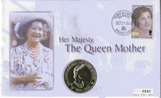Turks & Caicos Islands 2002 Queen Mother Coin First Day Cover Shs photo
