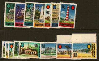 Barbados :1970 Scenes Definitives1c - $5.  00 Glazed Paper Sg 399a - 414a Unm photo