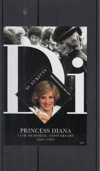 St Kitts 2012 Princess Diana 15th Memorial Anniversary 1v Sheet Royalty photo