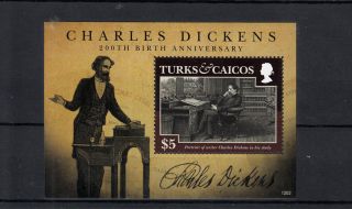 Turks & Caicos 2012 Charles Dickens 200th Birth Anniv 1v S/s Literature photo