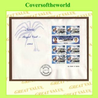 Nevis 1985 Royal Visit Overprint Sheetlet On First Day Cover photo